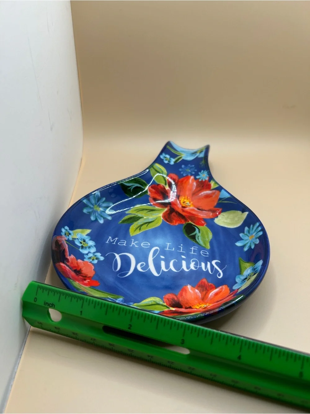 The Pioneer Woman Ceramic Spring Bouquet Floral Spoon Rest, Make Life Delicious